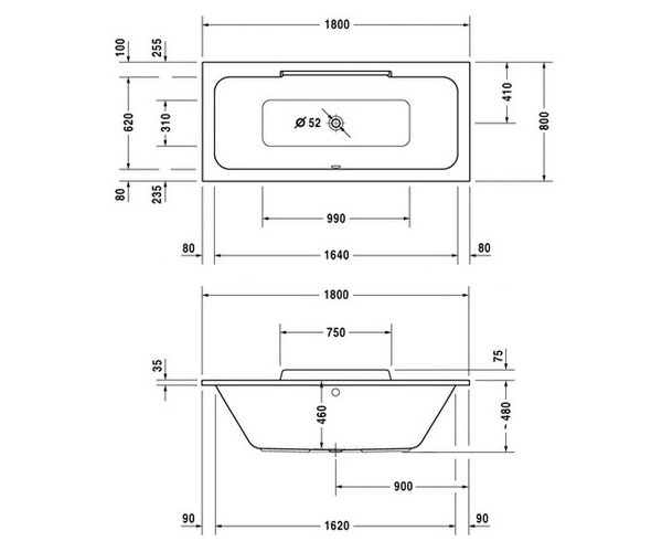 ванна акриловая DURAVIT DURASTYLE 180х80