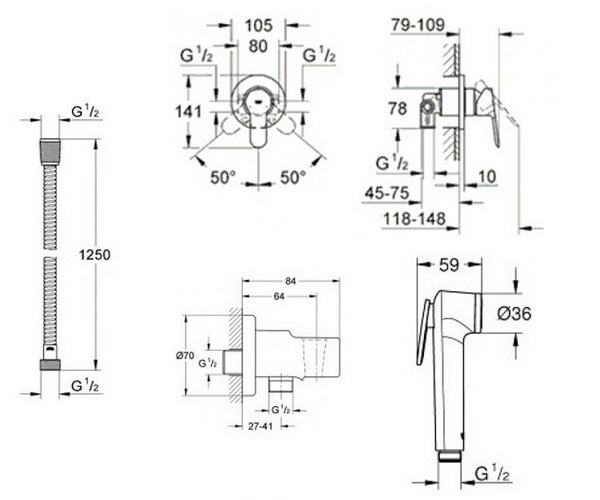 гигиенический набор GROHE BAUEDGE