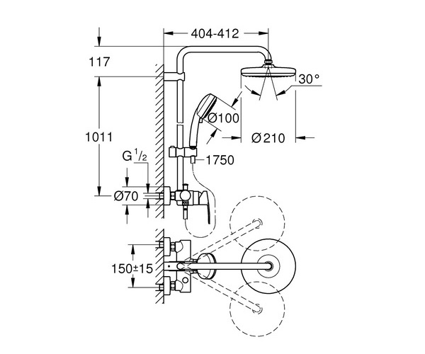 душевая система GROHE TEMPESTA COSMOPOLITAN 210