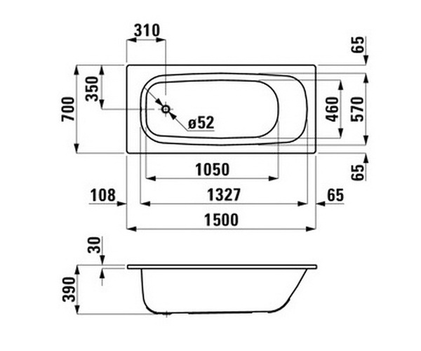 ванна стальная LAUFEN PRO 150х70