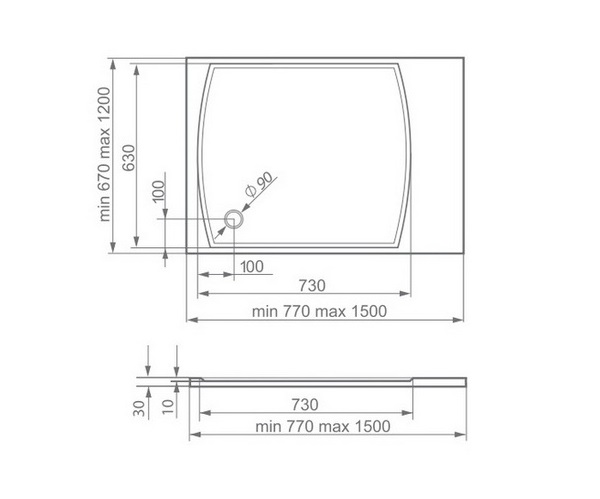 поддон из литьевого мрамора ESSE IP700 77х67