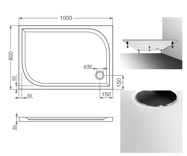 поддон из литьевого мрамора ROLTECHNIK RECTAN-M 100x80