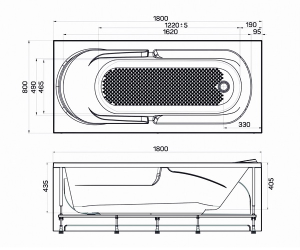 ванна акриловая 1MARKA DANAYA 180х80