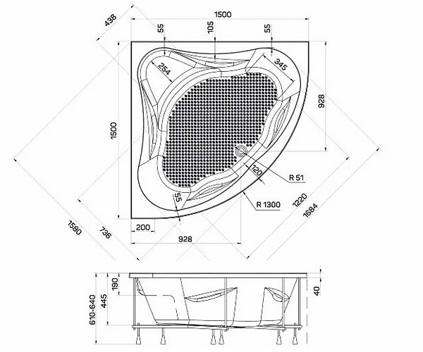 ванна акриловая 1MARKA DANIELA 150х150