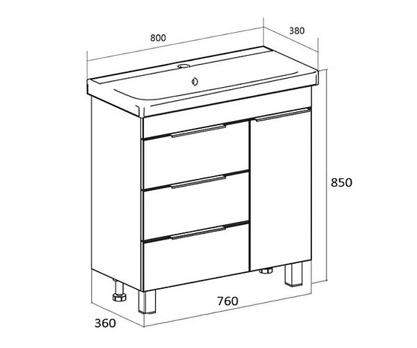 тумба с раковиной 1MARKA GAULA 80