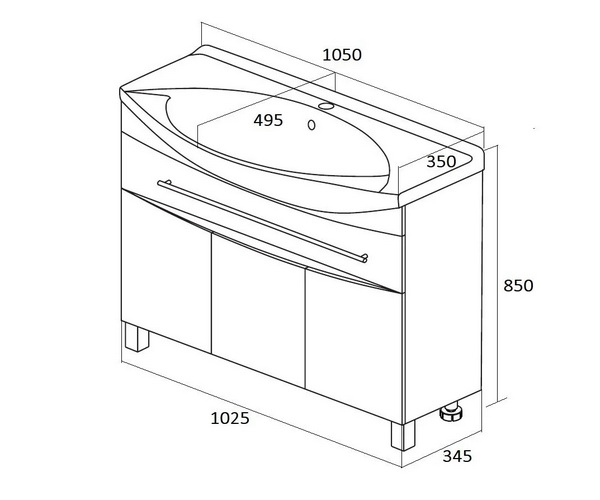 тумба с раковиной 1MARKA LINA CLASSIC 105