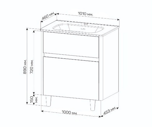 тумба с раковиной 1MARKA MONA 100
