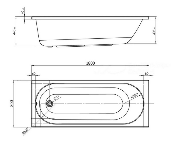 ванна акриловая 1MARKA VESPER 180х80