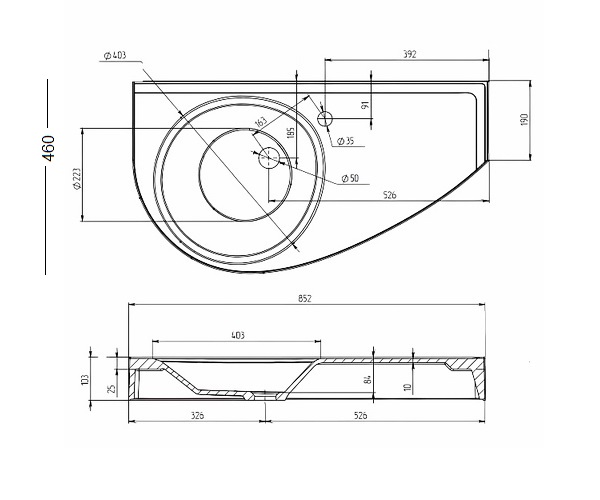 раковина 1MARKA ЭЛИПС 85