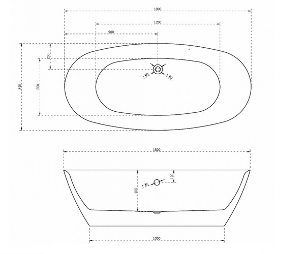 ванна акриловая ABBER AB9205 180х84