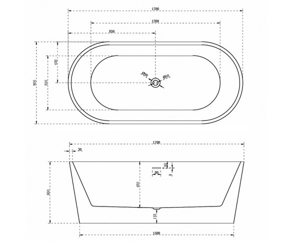 ванна акриловая ABBER AB9209MW 170х80