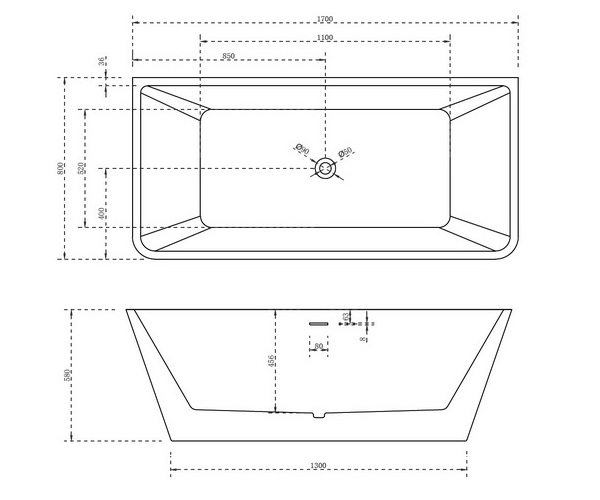 ванна акриловая ABBER AB9212-1.7 170х80