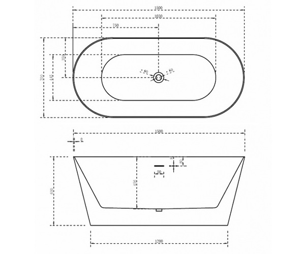 ванна акриловая ABBER AB9222-1.5 150х70