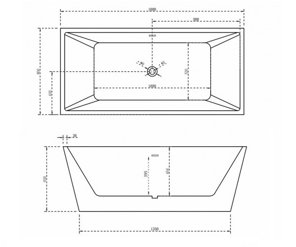 ванна акриловая ABBER AB9224-1.6 160х80