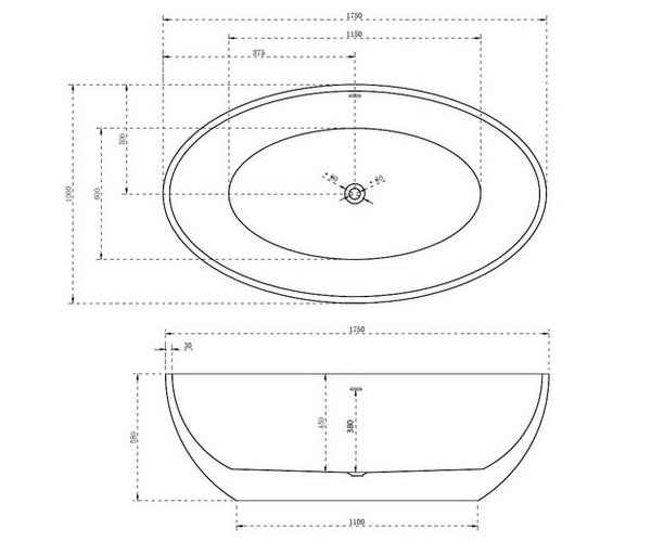 ванна акриловая ABBER AB9249 175х100