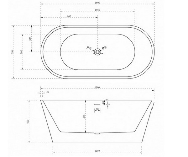 ванна акриловая ABBER AB9320-1.6 160х75