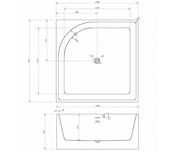 ванна акриловая ABBER AB9337 140х140