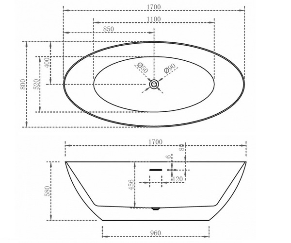 ванна акриловая ABBER AB9374-1.7 170х80