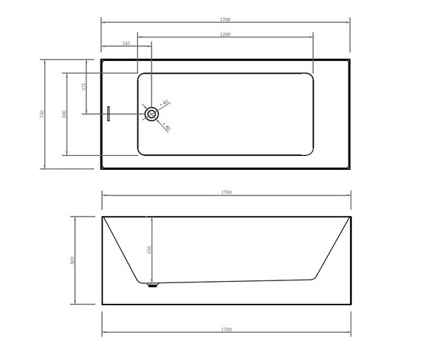 ванна акриловая ABBER AB9274-1.7 170х75