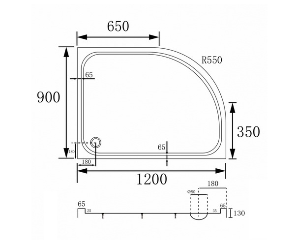 поддон акриловый AD3E120 R 120х90