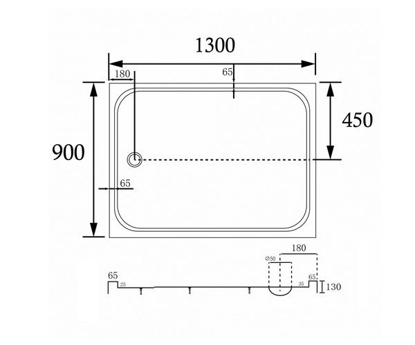 поддон акриловый AD3C139 130х90