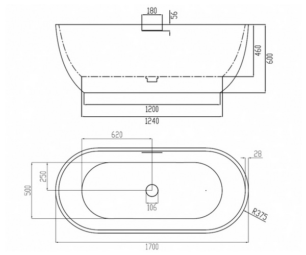 ванна из литьевого мрамора ABBER FRANKFURT 170х75