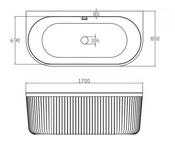 ванна из литьевого мрамора ABBER LEIPZIG 170х80
