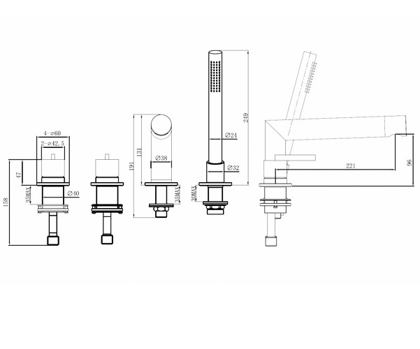 смеситель для ванны ABBER PERFEKTE