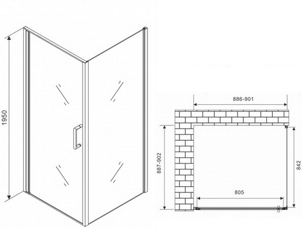 душевое ограждение ABBER SONNENSTRAND 90