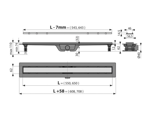 душевой канал ALCAPLAST APZ19-650