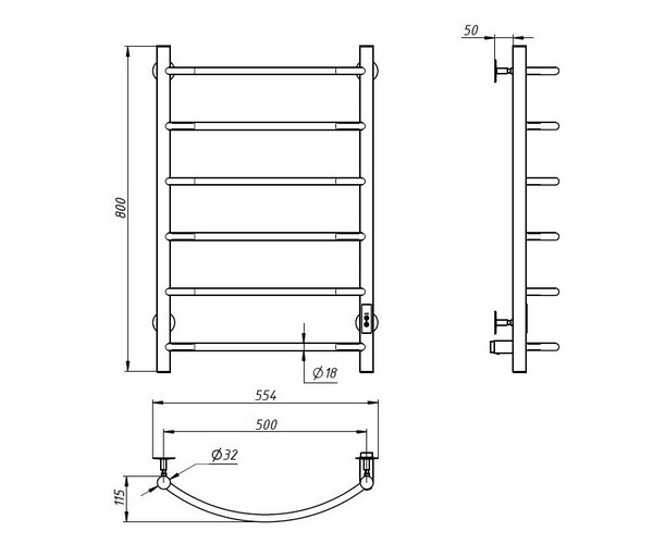 полотенцесушитель ARINGA БЕРГЕН 500х800