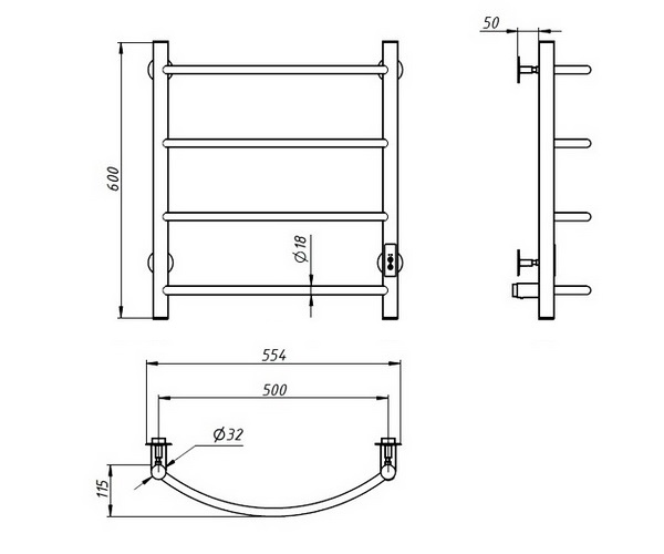 полотенцесушитель ARINGA БЕРГЕН 500х600