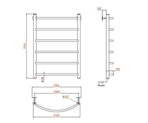 полотенцесушитель ARINGA БРО 500х800