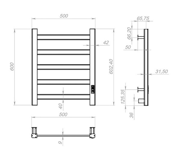 полотенцесушитель ARINGA БРУЖ 500х600