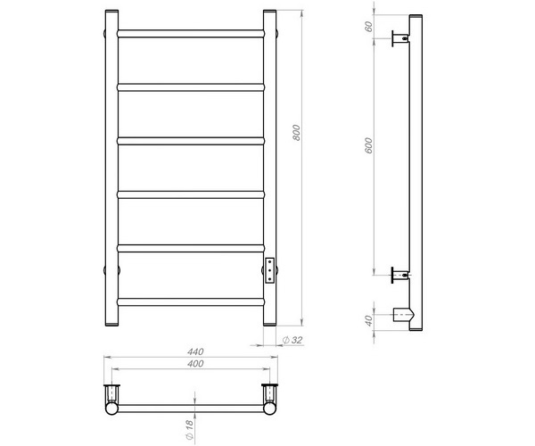 полотенцесушитель ARINGA ПОРТО 400х800