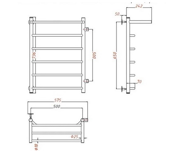 полотенцесушитель ARINGA РИМИНИ 500х800