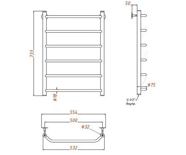 полотенцесушитель ARINGA РИМИНИ 500х800