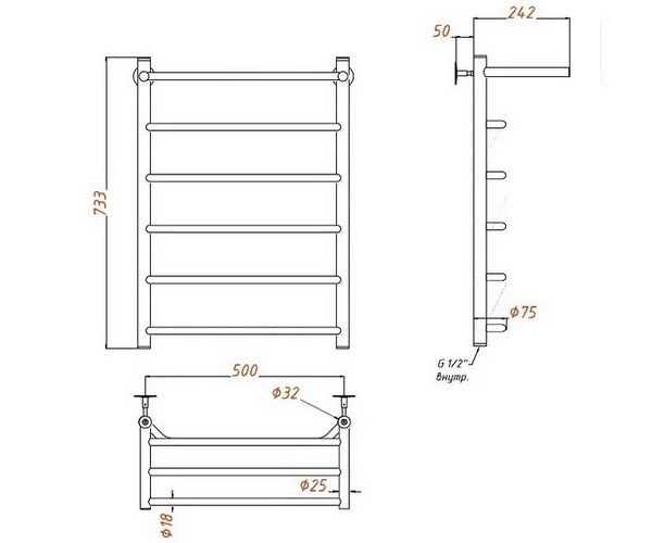 полотенцесушитель ARINGA РИМИНИ 500х800