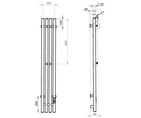 полотенцесушитель ARINGA ТОКИО 150х1200