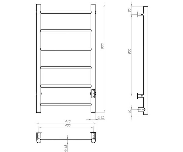 полотенцесушитель ARINGA ЧЕСТЕР 400х800