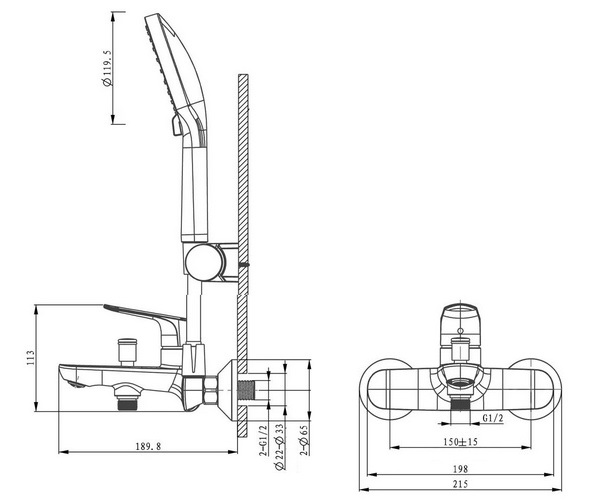 смеситель для ванны ARROW AG3609MB
