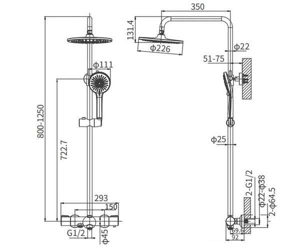душевая система ARROW AG3318CP