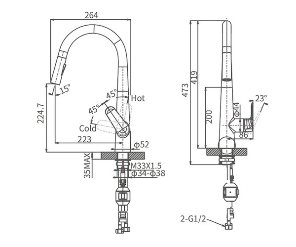 смеситель для кухни ARROW AG4519CP