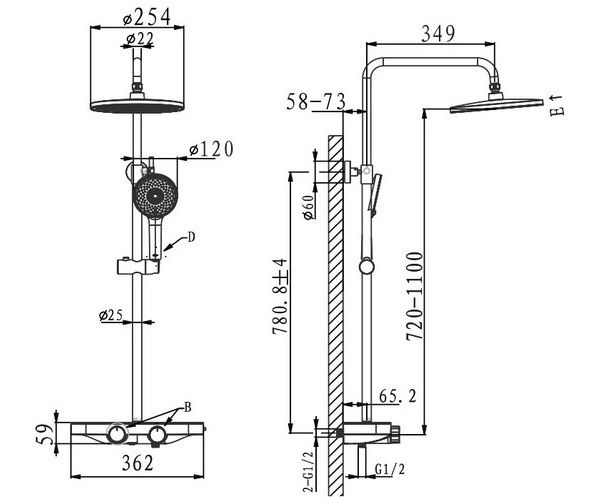 душевая система ARROW AG3327CP
