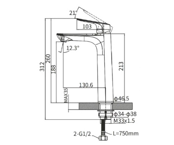 смеситель для раковины ARROW AG4132CP