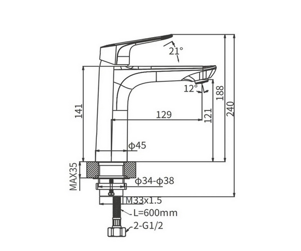 смеситель для раковины ARROW AG4138CP