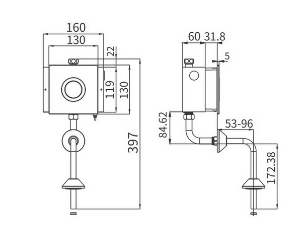 смывное устройство для писсуара ARROW AG7109AB