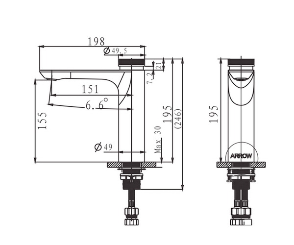 смеситель для раковины ARROW AMP11872CP