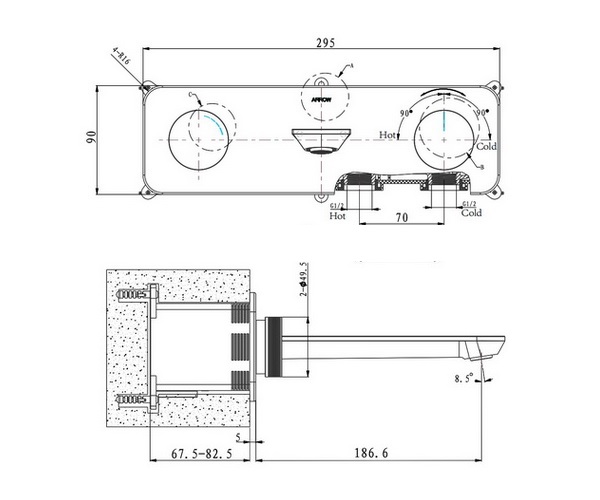смеситель для раковины ARROW ARM23872CP