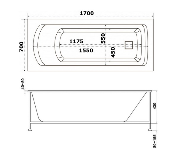 ванна акриловая BAS БАЛИ 170х70